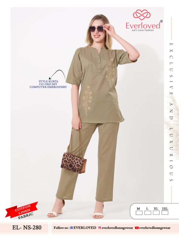 Latest Dnp Everloved NS 280 Cotton Linen Embroidery Kurta Set Wholesale 2026