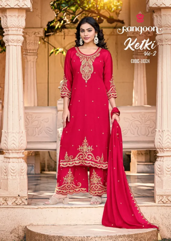 Stylish Rangoon Ketki Vol 2 Chinon With Hand Mirror Work Top Bottom And Dupatta Wholesale 2026