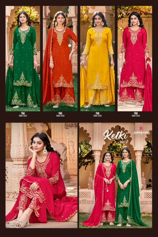 Stylish Rangoon Ketki Vol 2 Chinon With Hand Mirror Work Top Bottom And Dupatta Wholesale 2026