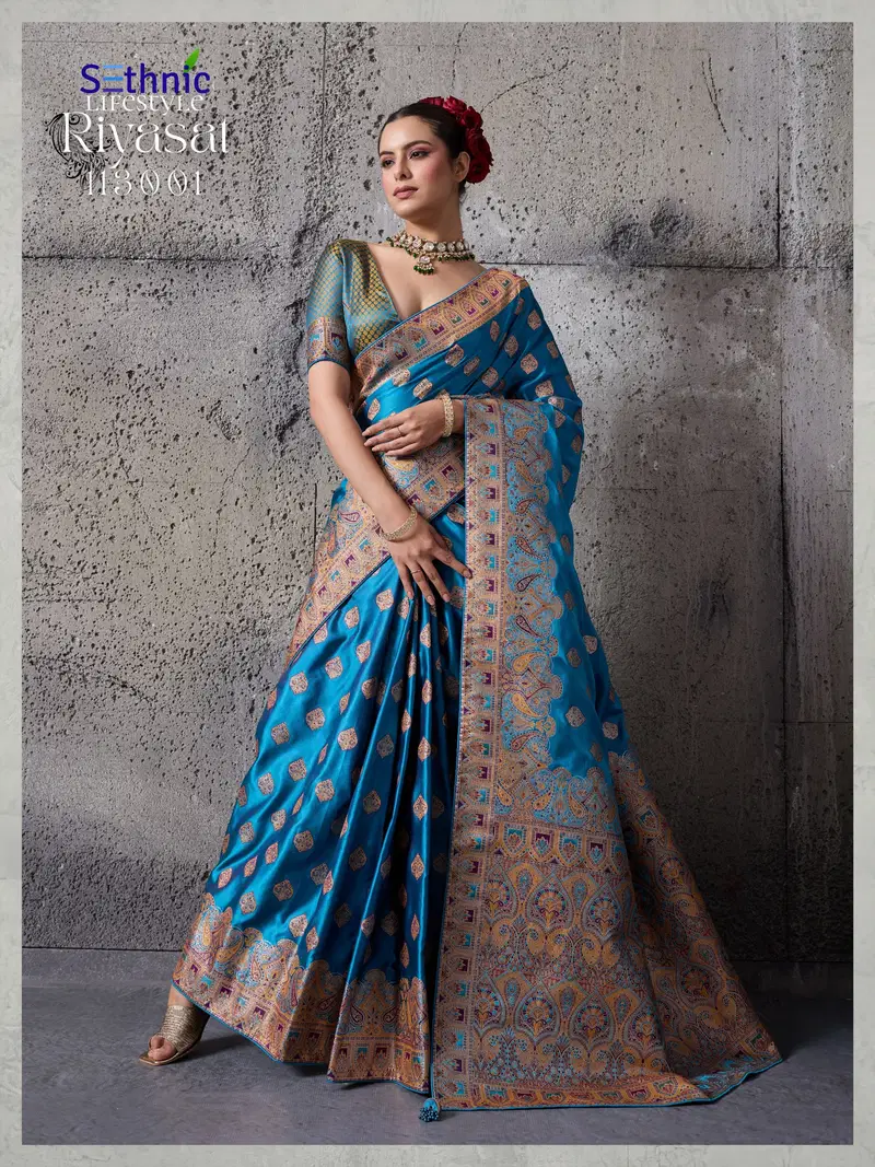 Beautiful Sethnic Riyasat Makhmal Satin Silk Meenakari Traditional Wear Saree Collection Wholesale 2026