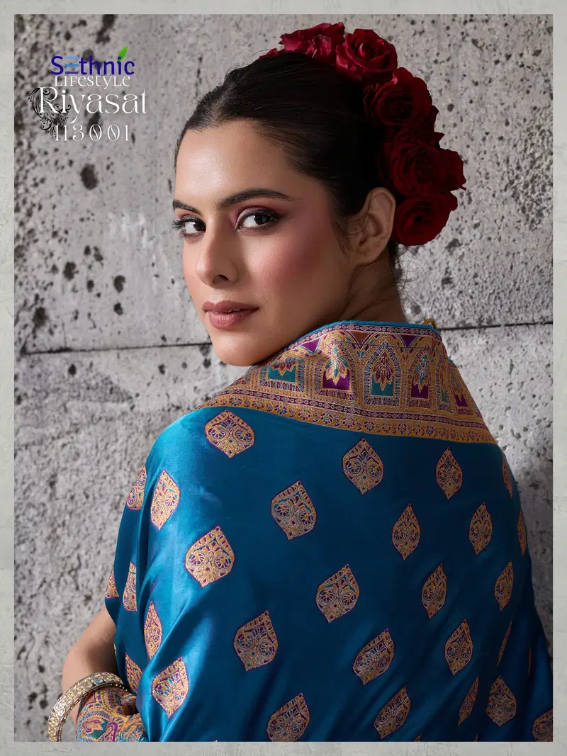 Beautiful Sethnic Riyasat Makhmal Satin Silk Meenakari Traditional Wear Saree Collection Wholesale 2026