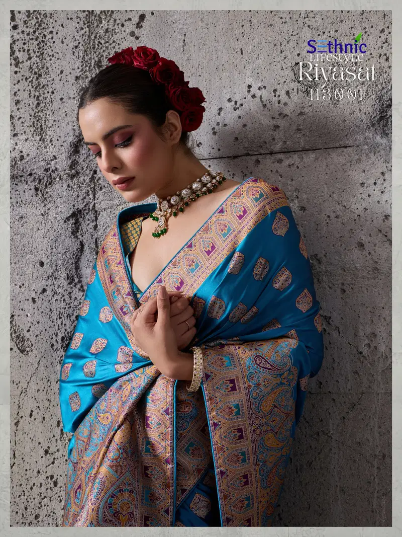 Beautiful Sethnic Riyasat Makhmal Satin Silk Meenakari Traditional Wear Saree Collection Wholesale 2026