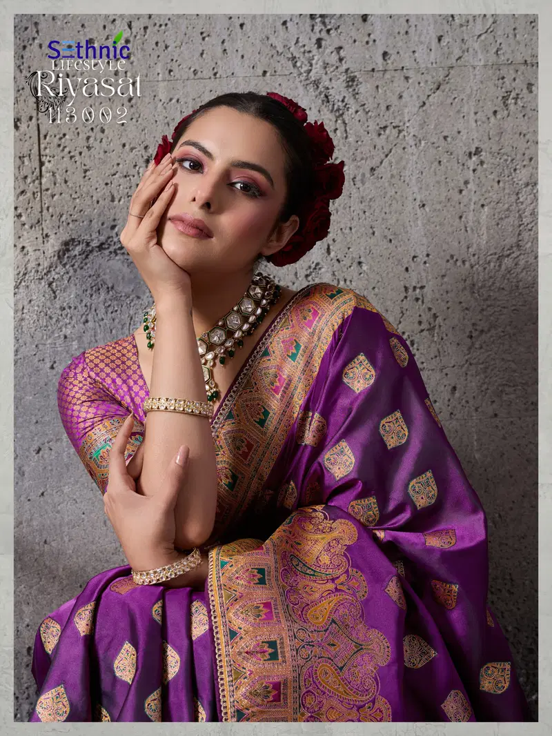 Beautiful Sethnic Riyasat Makhmal Satin Silk Meenakari Traditional Wear Saree Collection Wholesale 2026