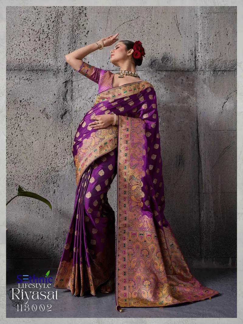 Beautiful Sethnic Riyasat Makhmal Satin Silk Meenakari Traditional Wear Saree Collection Wholesale 2026