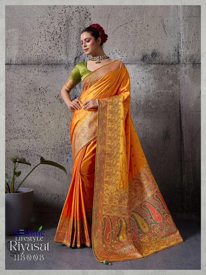 Beautiful Sethnic Riyasat Makhmal Satin Silk Meenakari Traditional Wear Saree Collection Wholesale 2026