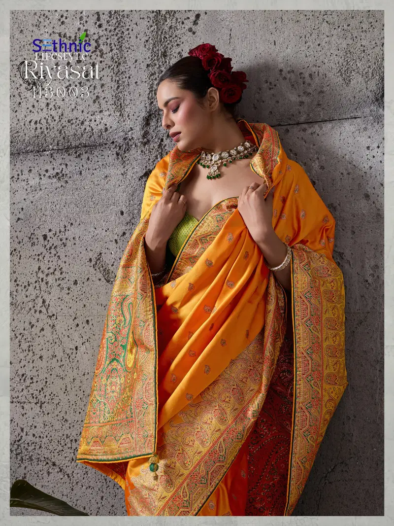 Beautiful Sethnic Riyasat Makhmal Satin Silk Meenakari Traditional Wear Saree Collection Wholesale 2026