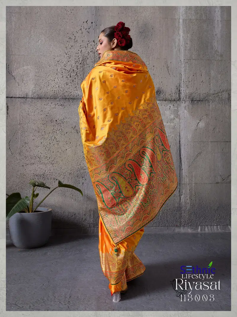 Beautiful Sethnic Riyasat Makhmal Satin Silk Meenakari Traditional Wear Saree Collection Wholesale 2026