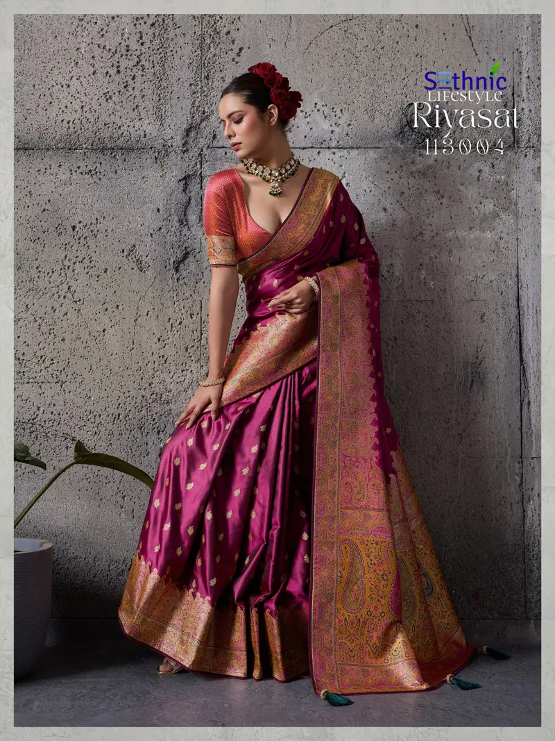 Beautiful Sethnic Riyasat Makhmal Satin Silk Meenakari Traditional Wear Saree Collection Wholesale 2026