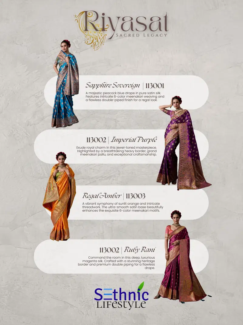Beautiful Sethnic Riyasat Makhmal Satin Silk Meenakari Traditional Wear Saree Collection Wholesale 2026