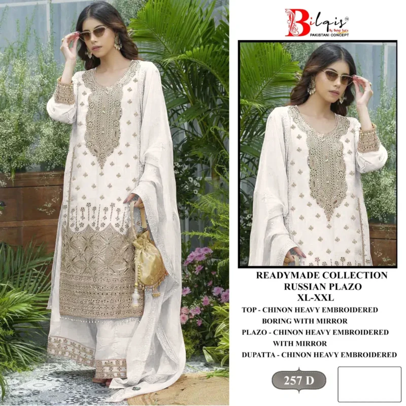Beautiful Bilqis B 257 A To D Readymade Chinon Embroidered Pakistani Suits Wholesale 2026