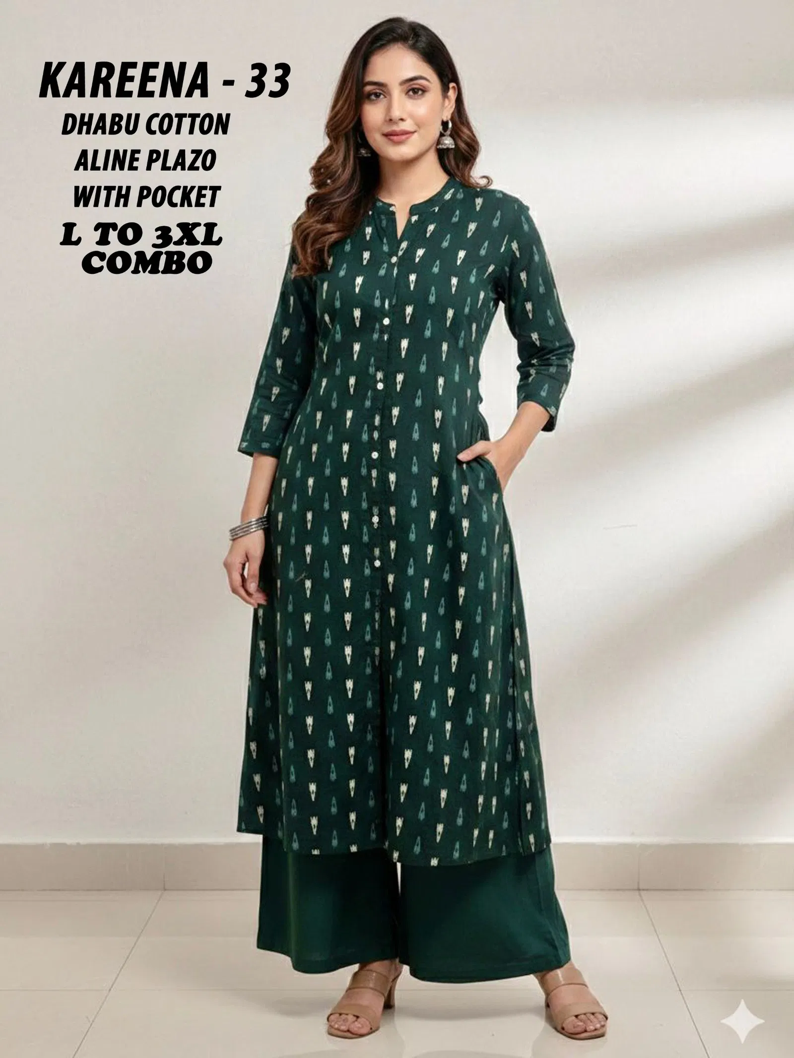 Dnp Kareena 33 And 34 Dhabu Cotton Top With plazzo Wholesale