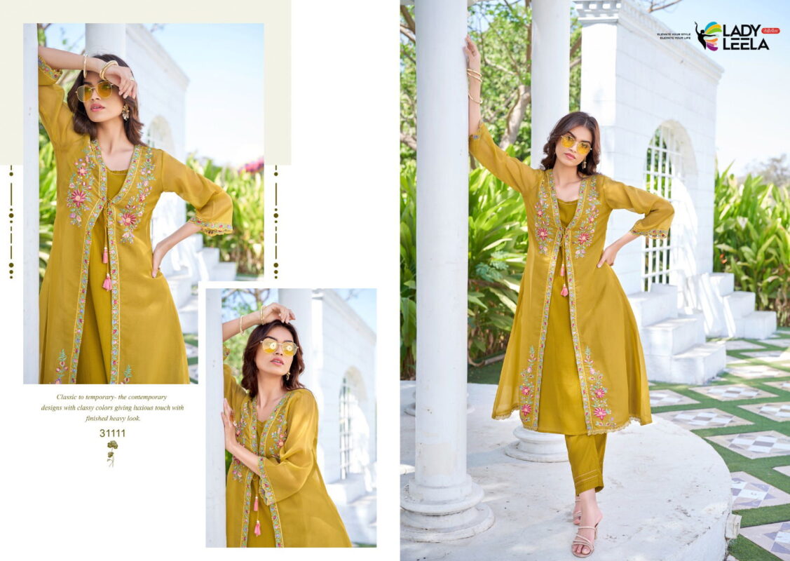 Latest Lady Leela Floral Shimmer Organza Handwork And Embroidery Kurti With Bottom Wholesale 2026