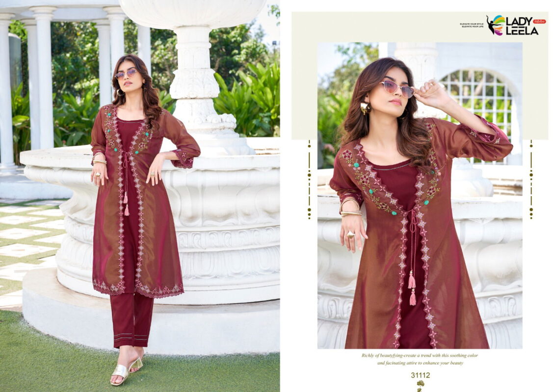 Latest Lady Leela Floral Shimmer Organza Handwork And Embroidery Kurti With Bottom Wholesale 2026