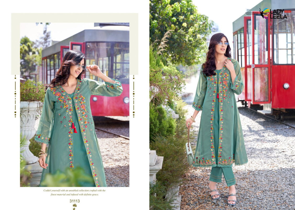 Latest Lady Leela Floral Shimmer Organza Handwork And Embroidery Kurti With Bottom Wholesale 2026