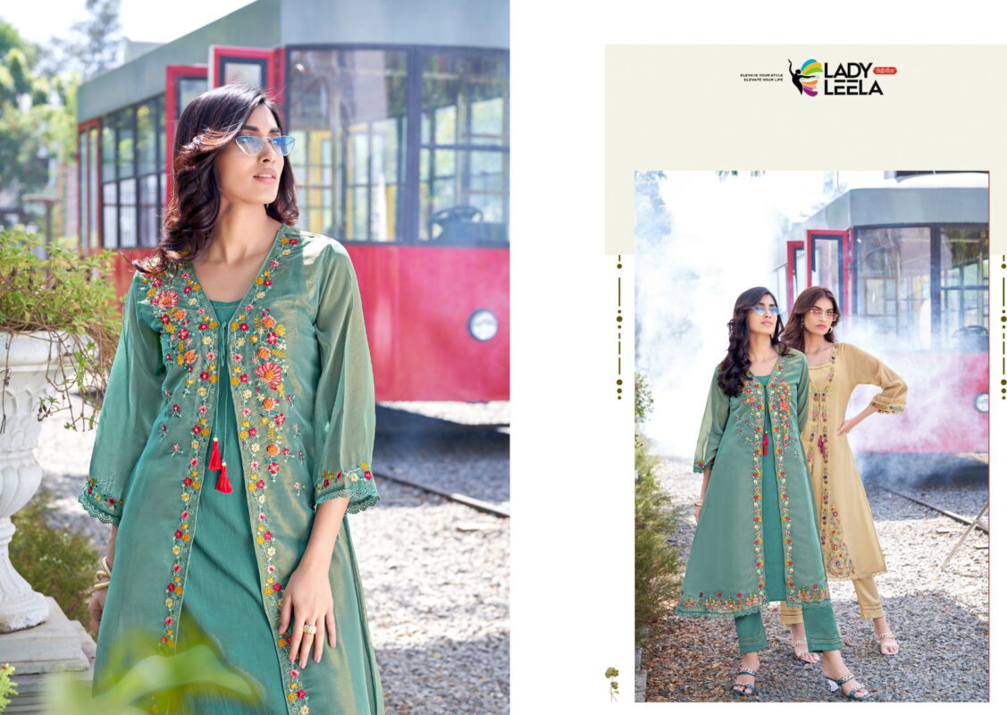 Latest Lady Leela Floral Shimmer Organza Handwork And Embroidery Kurti With Bottom Wholesale 2026