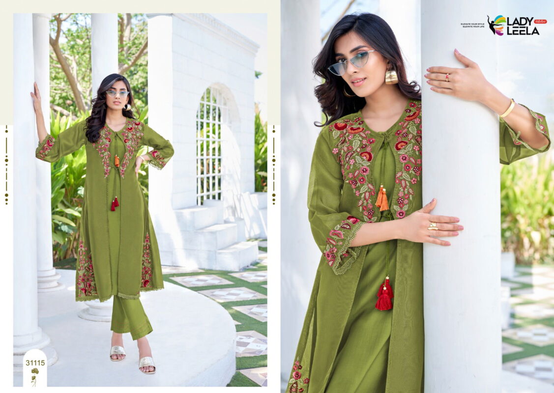 Latest Lady Leela Floral Shimmer Organza Handwork And Embroidery Kurti With Bottom Wholesale 2026