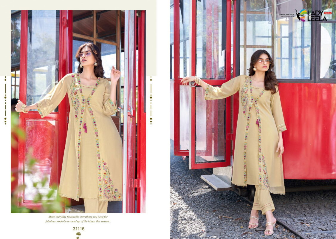 Latest Lady Leela Floral Shimmer Organza Handwork And Embroidery Kurti With Bottom Wholesale 2026