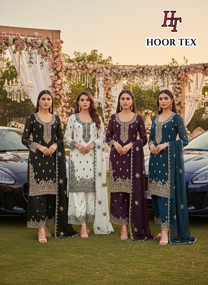 Hoor Tex HF 491 A to D Heavy Chinon With Cut Work Readymade Collection Wholesale