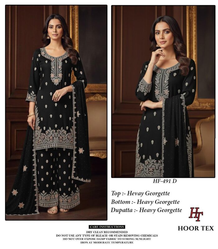 Stylish Hoor Tex HF 491 A to D Heavy Chinon With Cut Work Readymade Collection Wholesale 2026