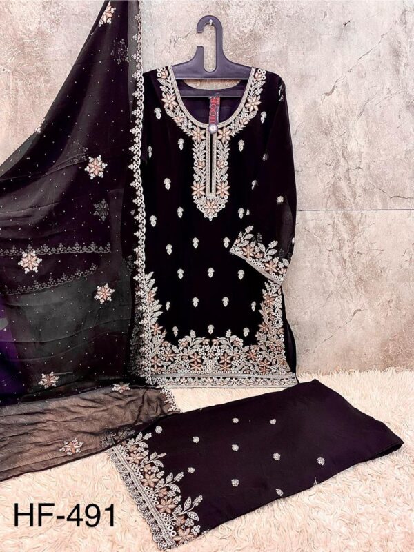Stylish Hoor Tex HF 491 A to D Heavy Chinon With Cut Work Readymade Collection Wholesale 2026