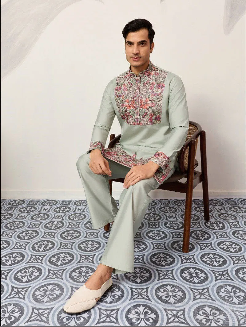Shubhvastra Nawabi Kurta Pant Viscose Silk Festival Wear Collection Wholesale