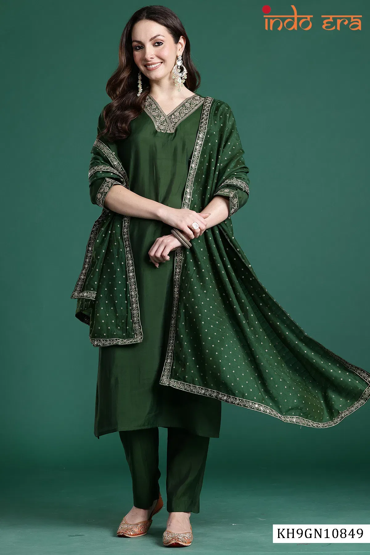 Indo Era 2616 Silk Blend Motifs Embroidered Kurta With Bottom Dupatta Wholesale