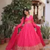 Lekha KA 1235 Russian Silk Embroidery Zari Sequins Work Gown With Dupatta Wholesale