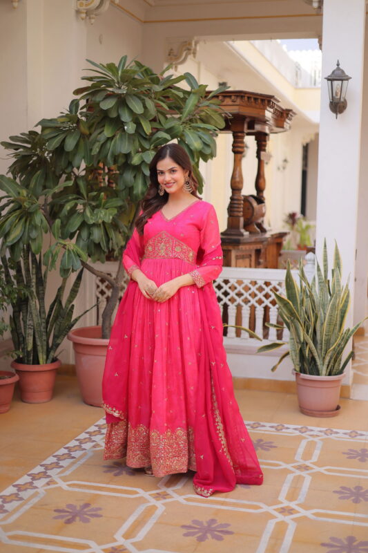 Launching Lekha KA 1235 Russian Silk Embroidery Zari Sequins Work Gown With Dupatta Wholesale 2026
