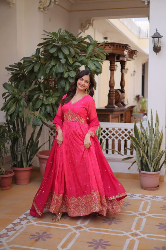 Launching Lekha KA 1235 Russian Silk Embroidery Zari Sequins Work Gown With Dupatta Wholesale 2026