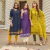 Mittoo Roopkala Viscose Thread Work Kurti Pant And Dupatta Collection Wholesale