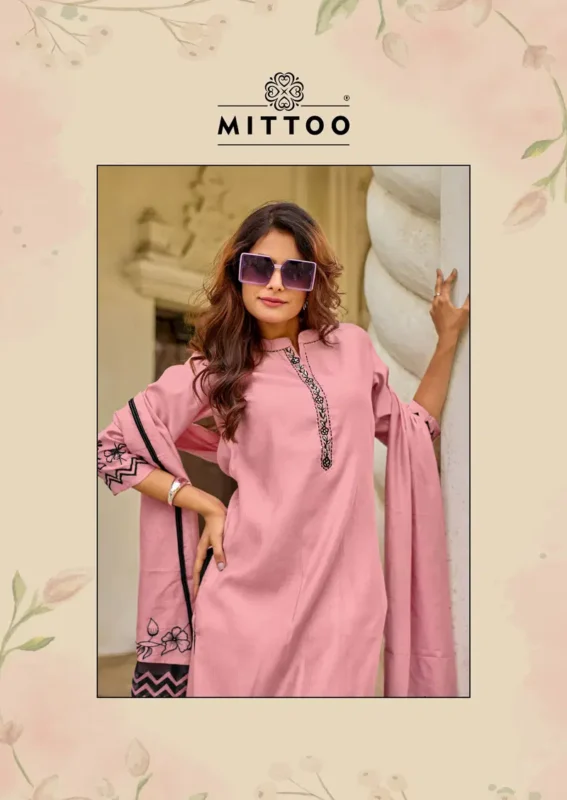 Stylish Mittoo Roopkala Viscose Thread Work Kurti Pant And Dupatta Collection Wholesale 2026