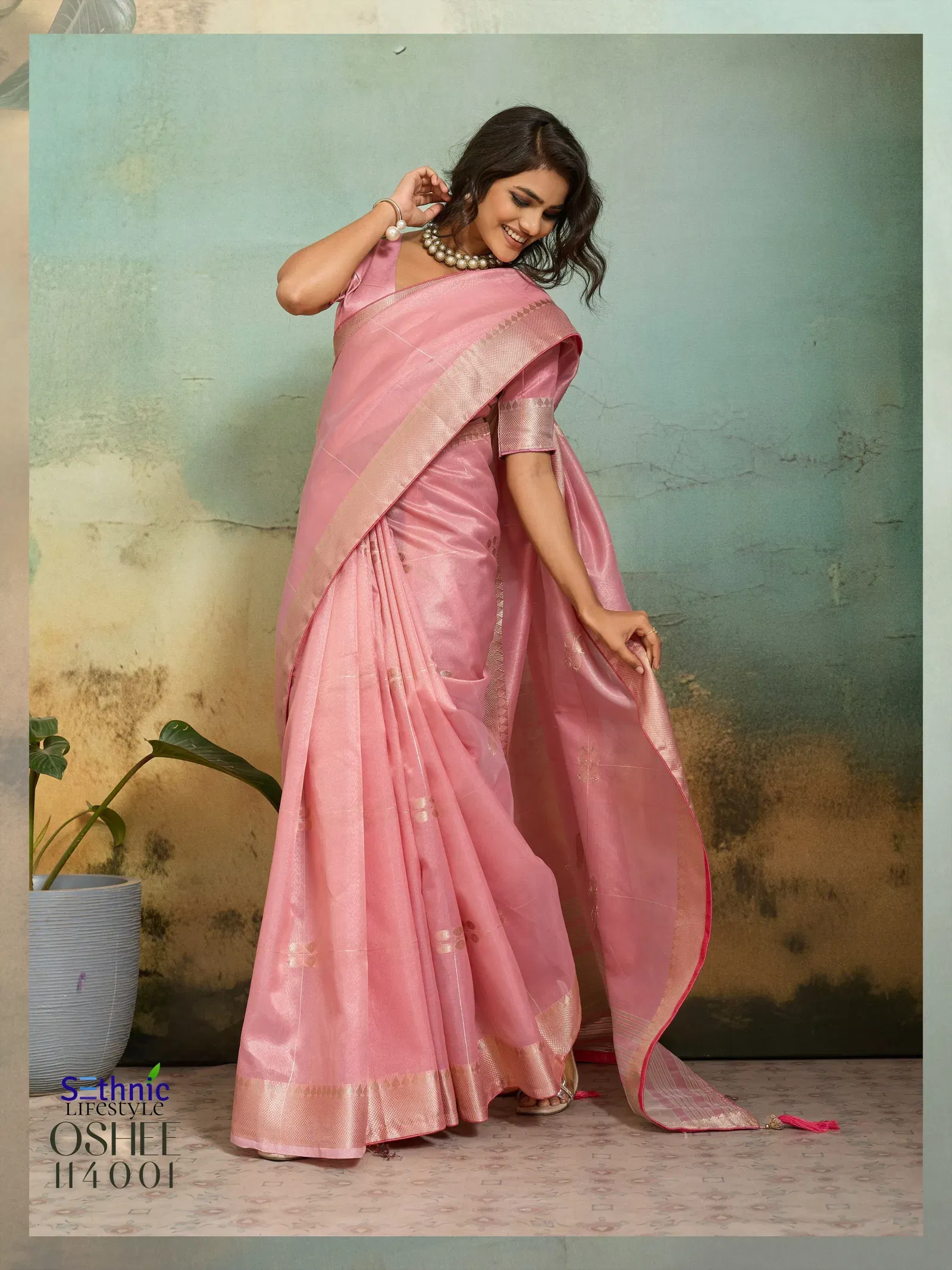Buy Sethnic Oshee Vibe Tissue Linen Zari Woven Festival Wear Saree Collection Wholesale 2026