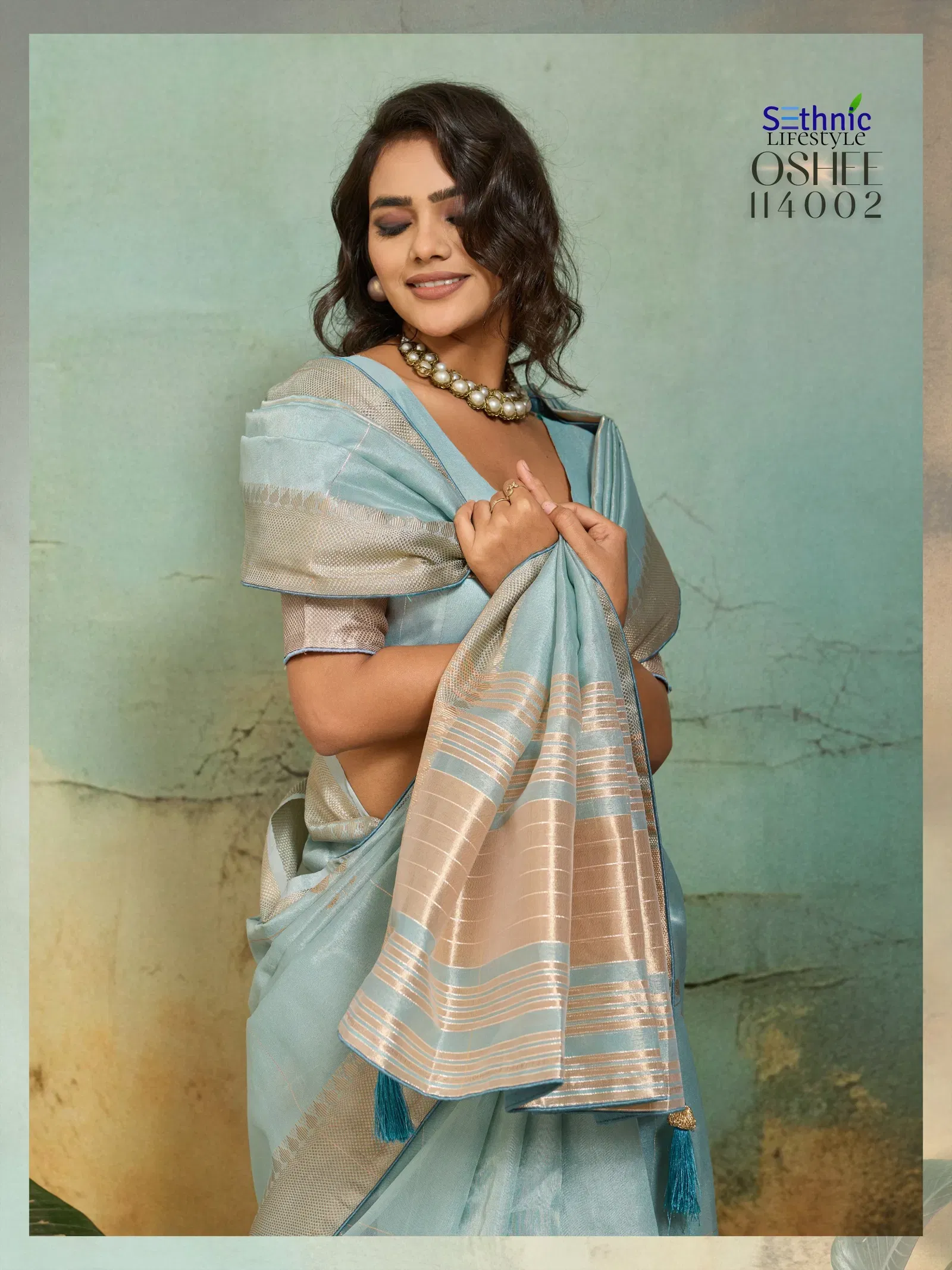 Buy Sethnic Oshee Vibe Tissue Linen Zari Woven Festival Wear Saree Collection Wholesale 2026