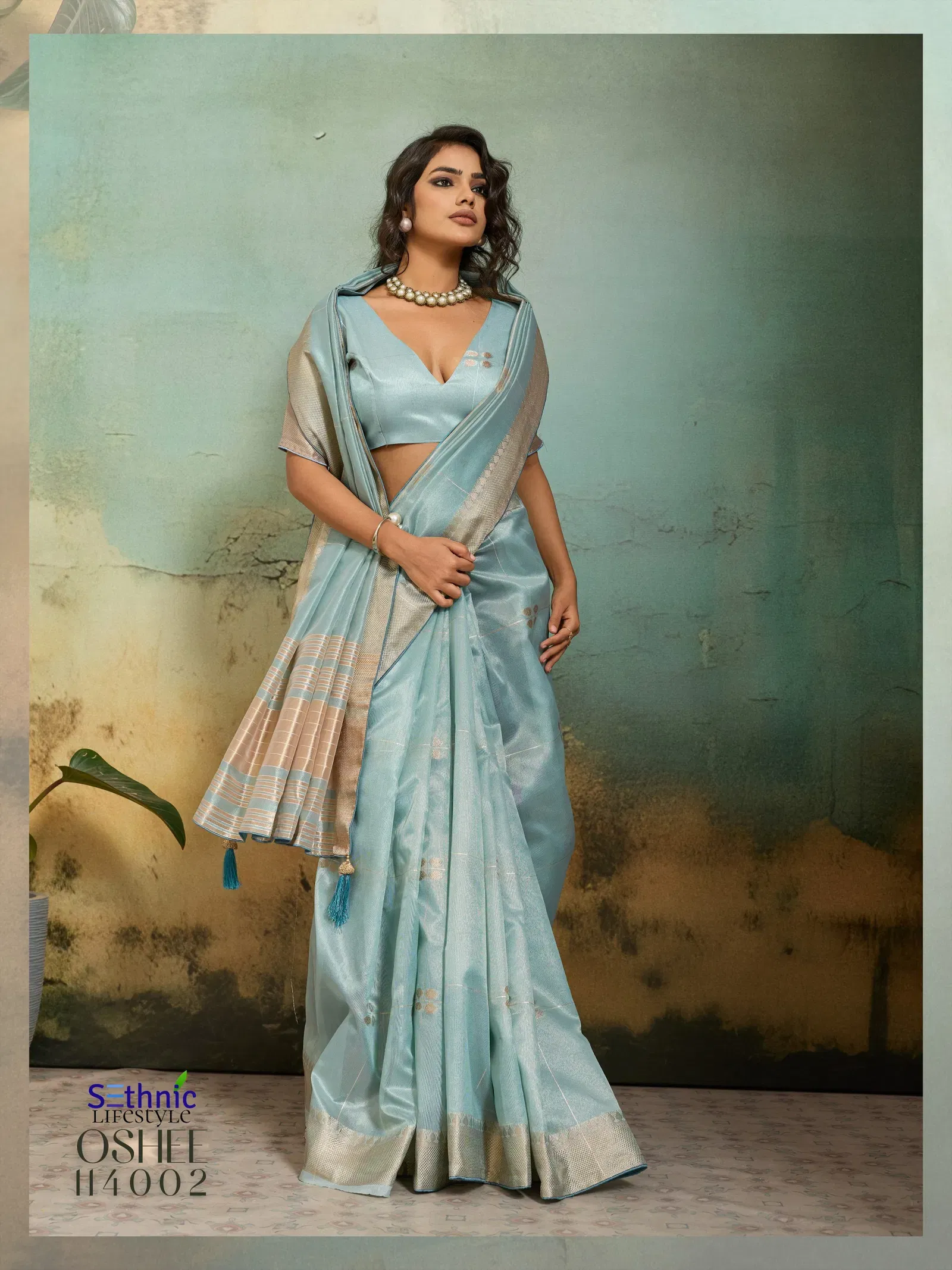 Buy Sethnic Oshee Vibe Tissue Linen Zari Woven Festival Wear Saree Collection Wholesale 2026