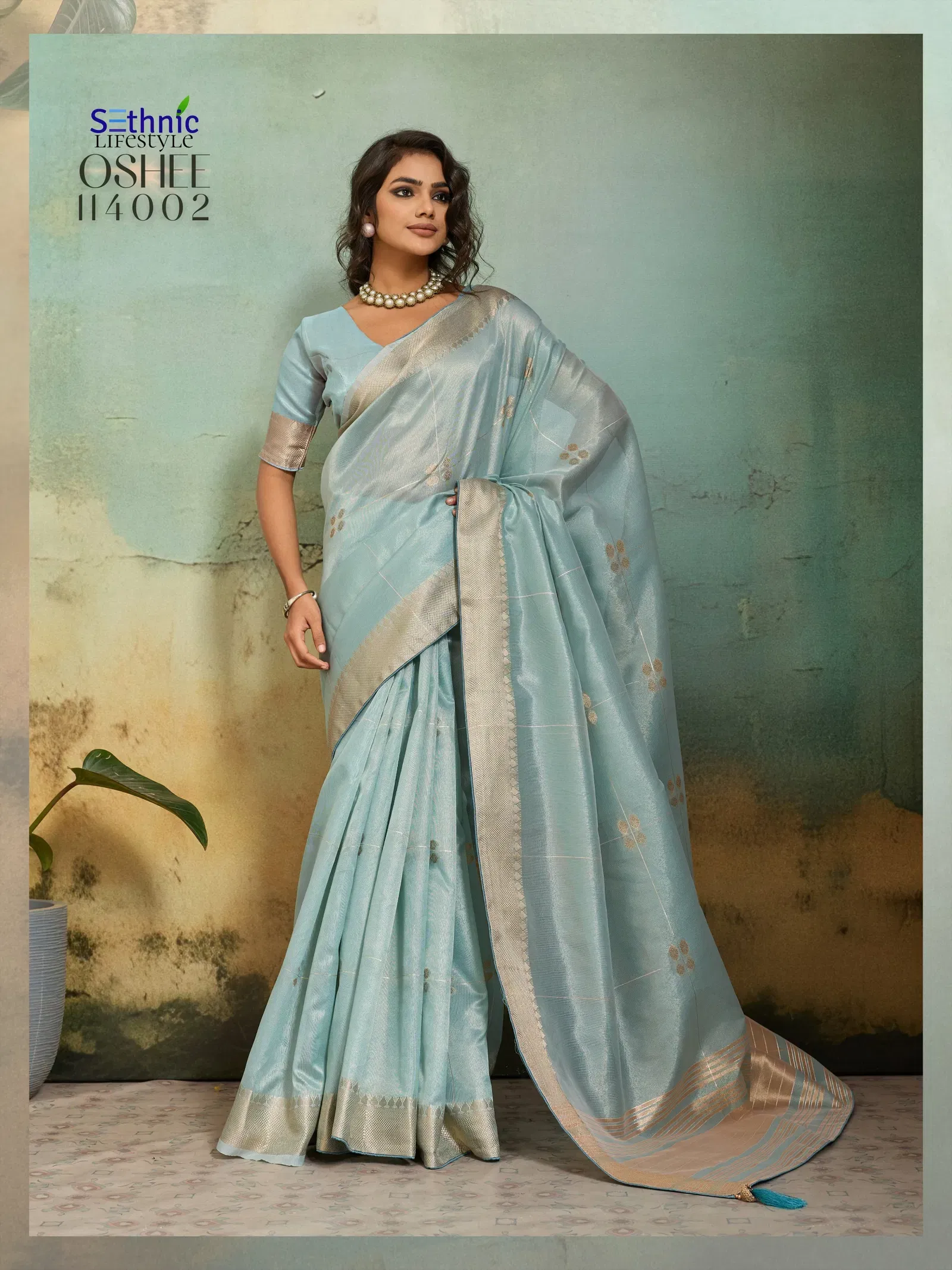 Buy Sethnic Oshee Vibe Tissue Linen Zari Woven Festival Wear Saree Collection Wholesale 2026