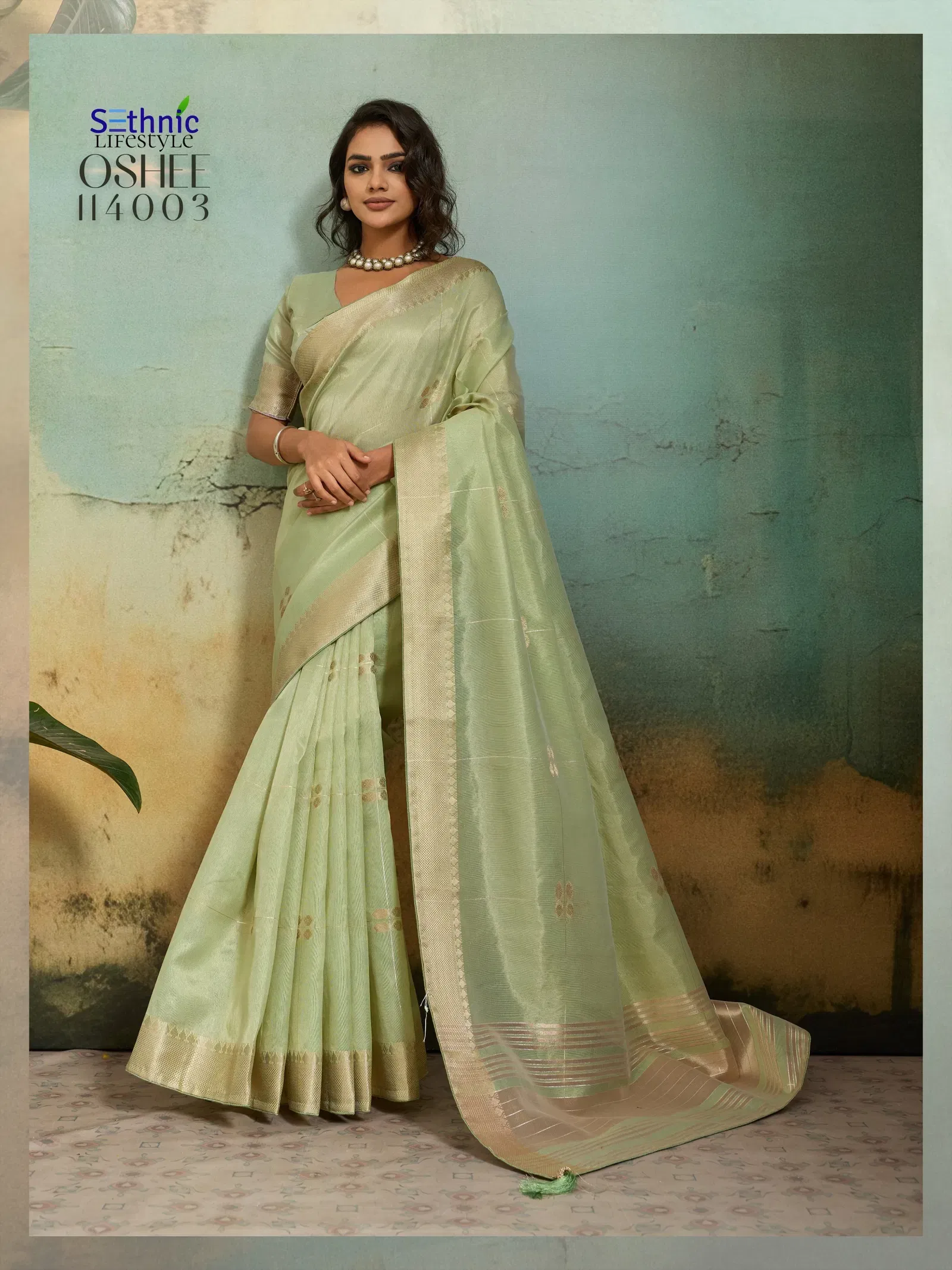 Buy Sethnic Oshee Vibe Tissue Linen Zari Woven Festival Wear Saree Collection Wholesale 2026