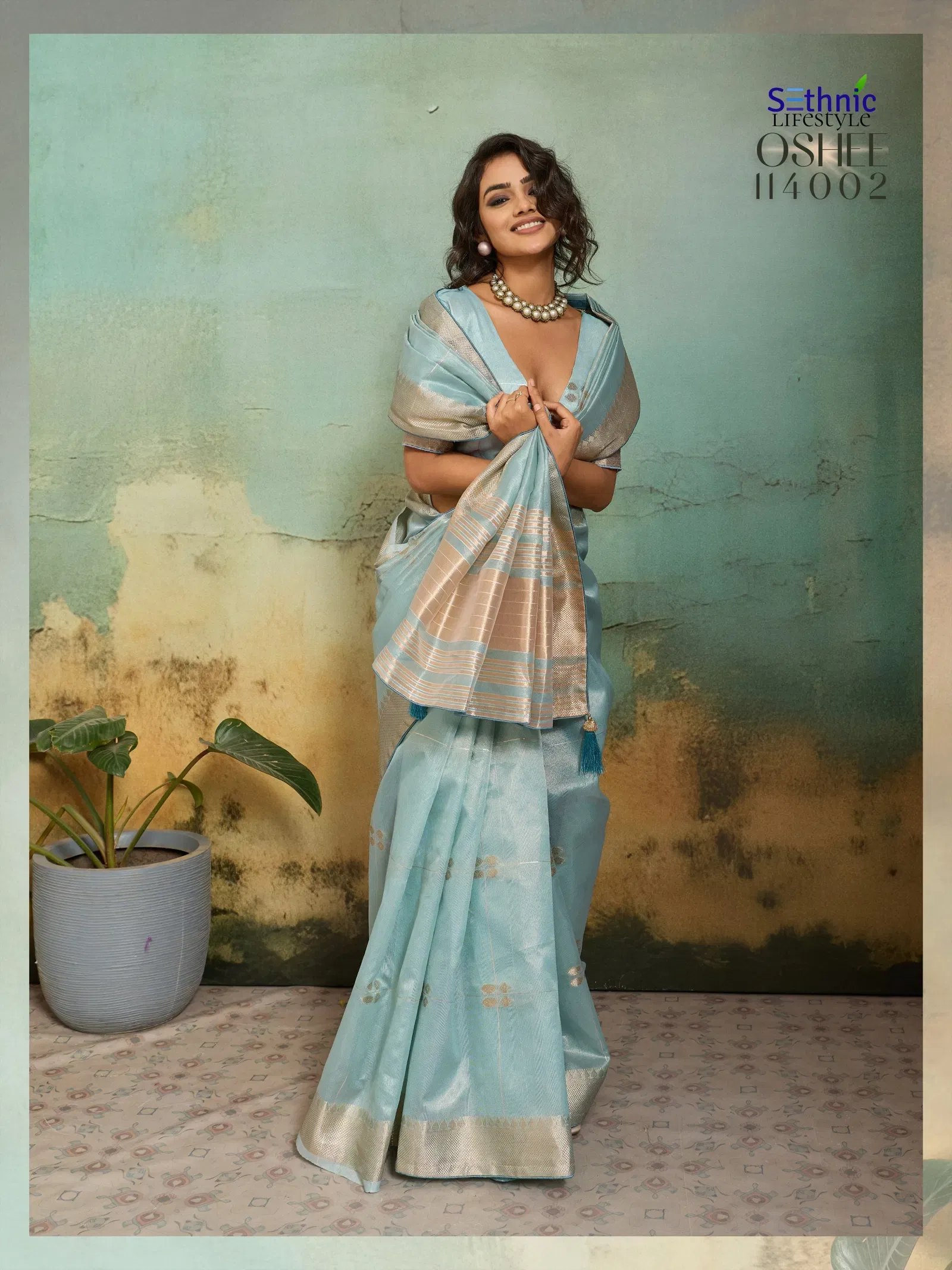 Buy Sethnic Oshee Vibe Tissue Linen Zari Woven Festival Wear Saree Collection Wholesale 2026