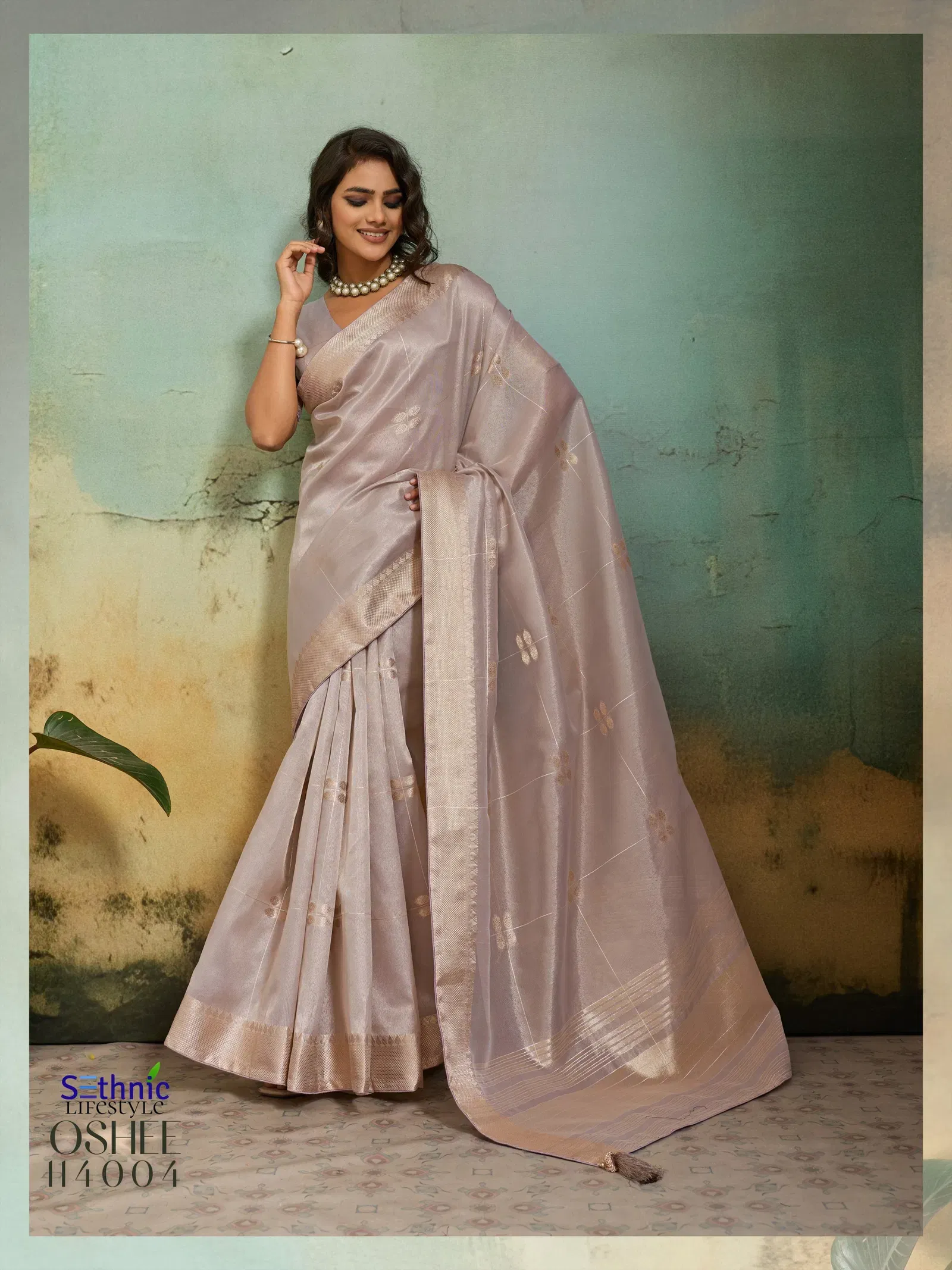 Buy Sethnic Oshee Vibe Tissue Linen Zari Woven Festival Wear Saree Collection Wholesale 2026