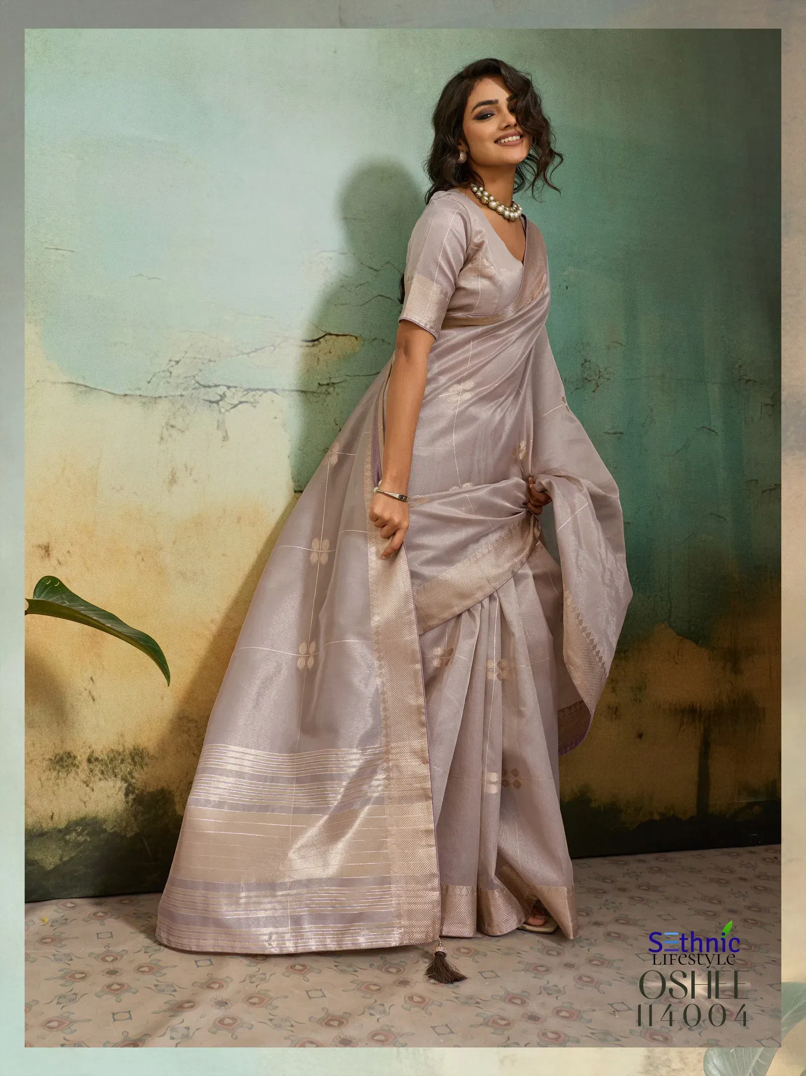 Buy Sethnic Oshee Vibe Tissue Linen Zari Woven Festival Wear Saree Collection Wholesale 2026