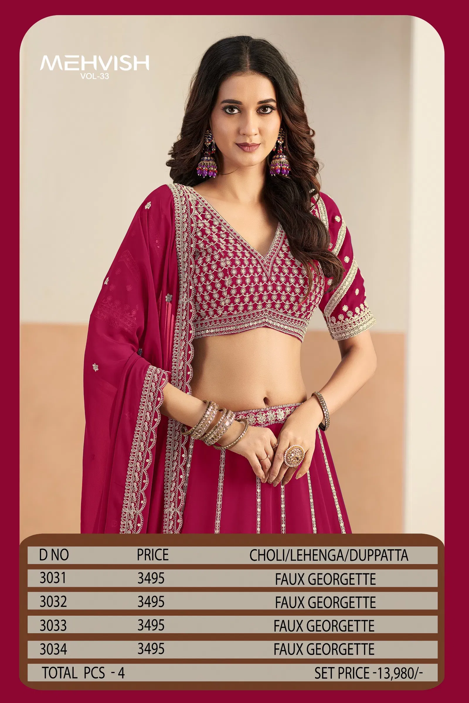 Beautiful Mehvish Vol 33 Faux Georgette With Work Lehenga Choli Collection Wholesale 2026