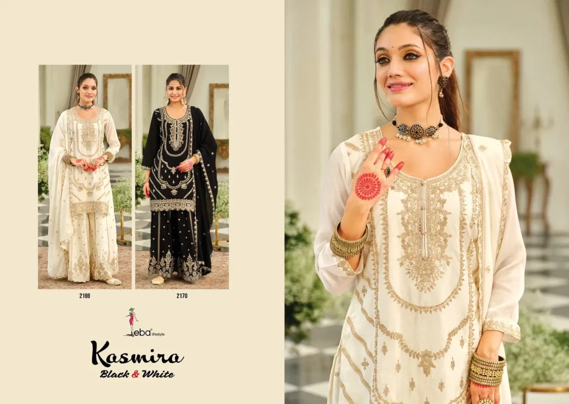 Buy Eba Kasmira Black And White Chinon With Embroidery Worked Designer Salwar Kameez Wholesale 2026