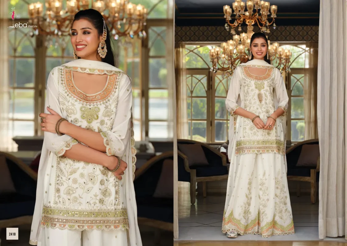 Beautiful Eba Anokhi Black And White Chinon With Embroidery Worked Top Bottom And Dupatta Wholesale 2026