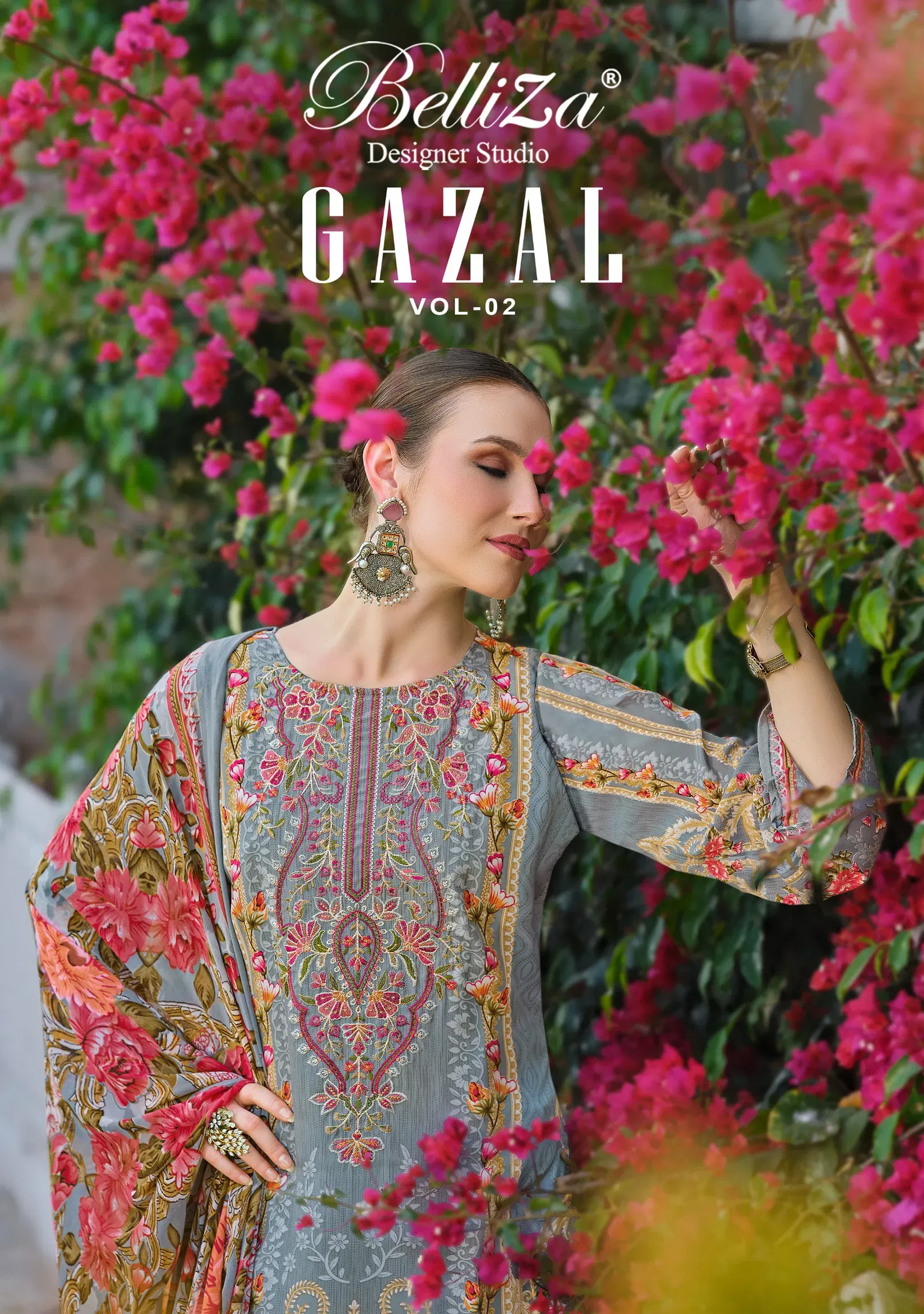 Belliza Gazal 961 Crepe With Self Embroidery Worked Dress Material Collection Wholesale