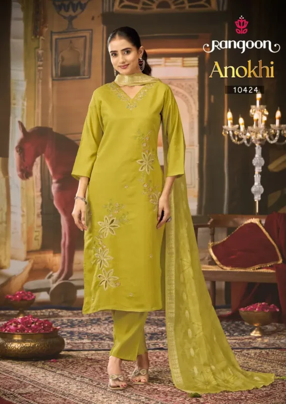 Beautiful Rangoon Anokhi Viscose Embroidered Kurti Pant And Dupatta Collection Wholesale 2026