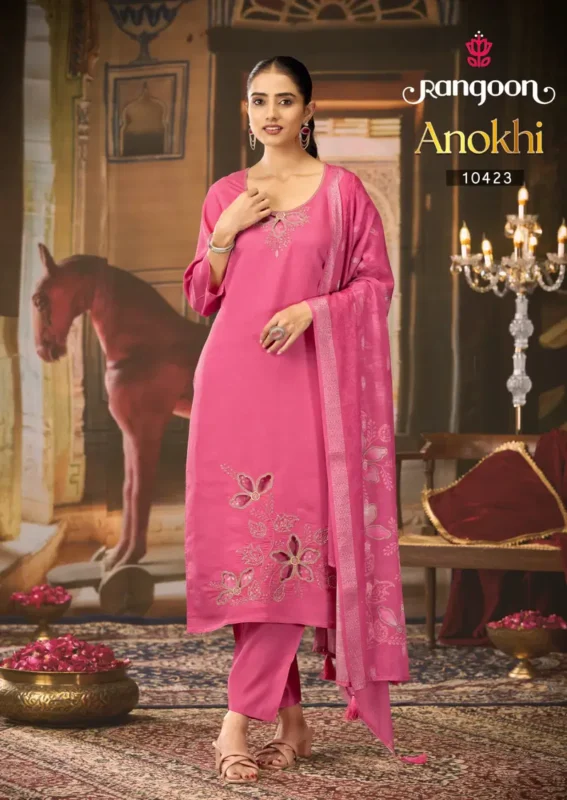 Beautiful Rangoon Anokhi Viscose Embroidered Kurti Pant And Dupatta Collection Wholesale 2026
