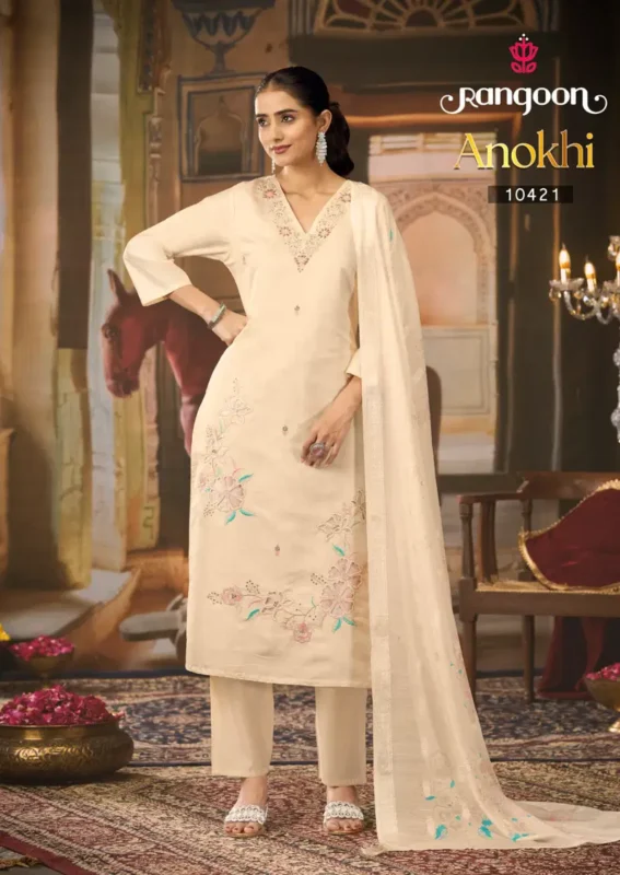 Beautiful Rangoon Anokhi Viscose Embroidered Kurti Pant And Dupatta Collection Wholesale 2026