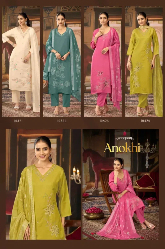 Beautiful Rangoon Anokhi Viscose Embroidered Kurti Pant And Dupatta Collection Wholesale 2026