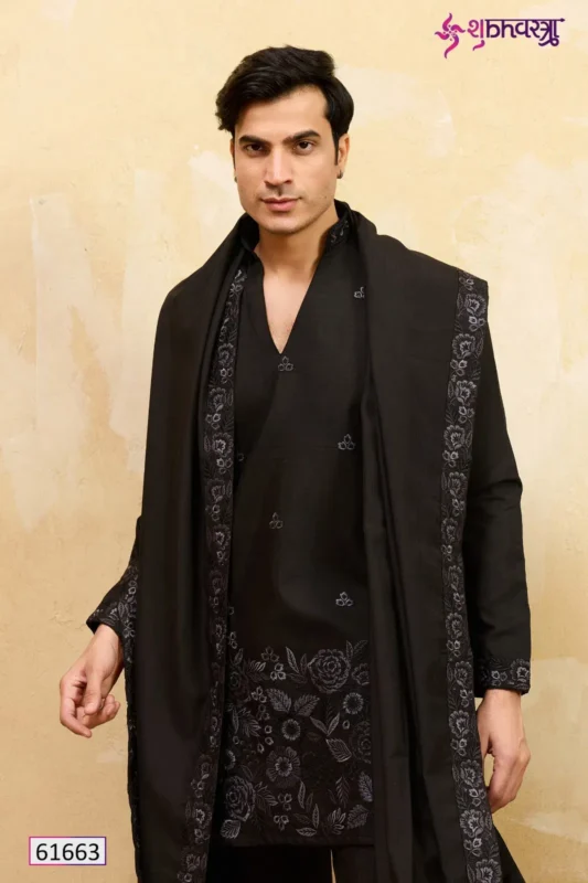 Launching Shubhvastra The Grand V Drape Viscose Silk Thread Work Kurta Pant And Dupatta Wholesale 2026