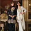 Eba Sanvi Black And White Chinon With Beats Work Top Plazzo And Dupatta Wholesale