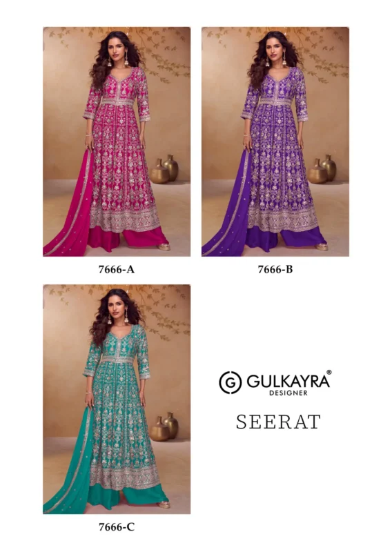 Beautiful Gulkayra Seerat Chinon With Embroidery Work Top Plazzo And Dupatta Wholesale 2026